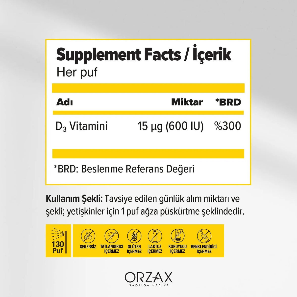 Orzax Ocean Vitamin D3 600 lU Spray 20 ml - MALLTURK