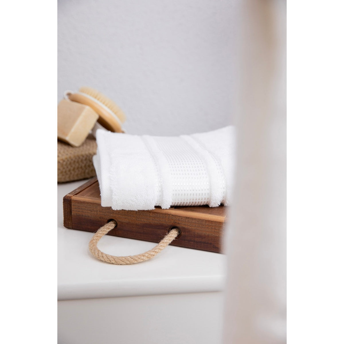 Ozdilek Colourist Hand and Face Towel 50x90 - White - MALLTURK