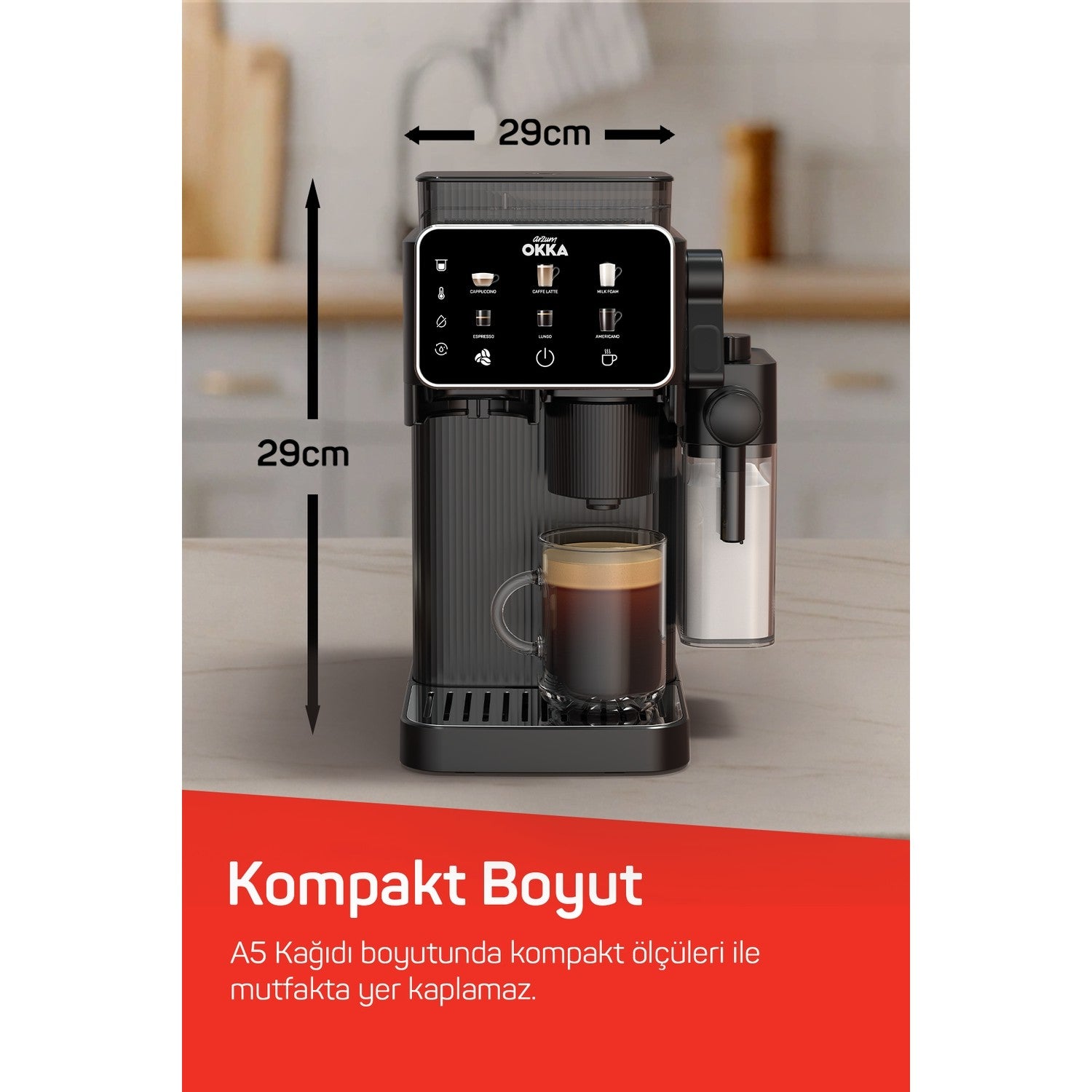 Arzum OK0047 Okka Barista Compact Automatic Espresso Machine - MALLTURK