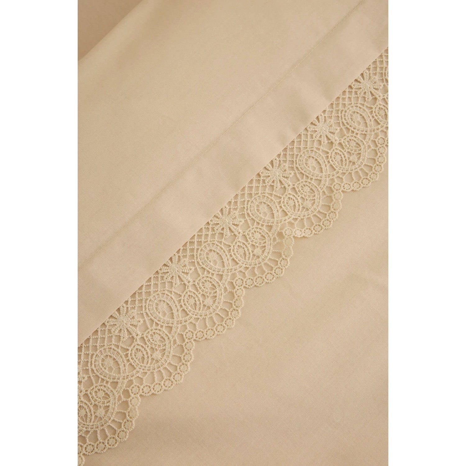 Karaca Home Velisse Lace Double Duvet Cover Set Beige - MALLTURK