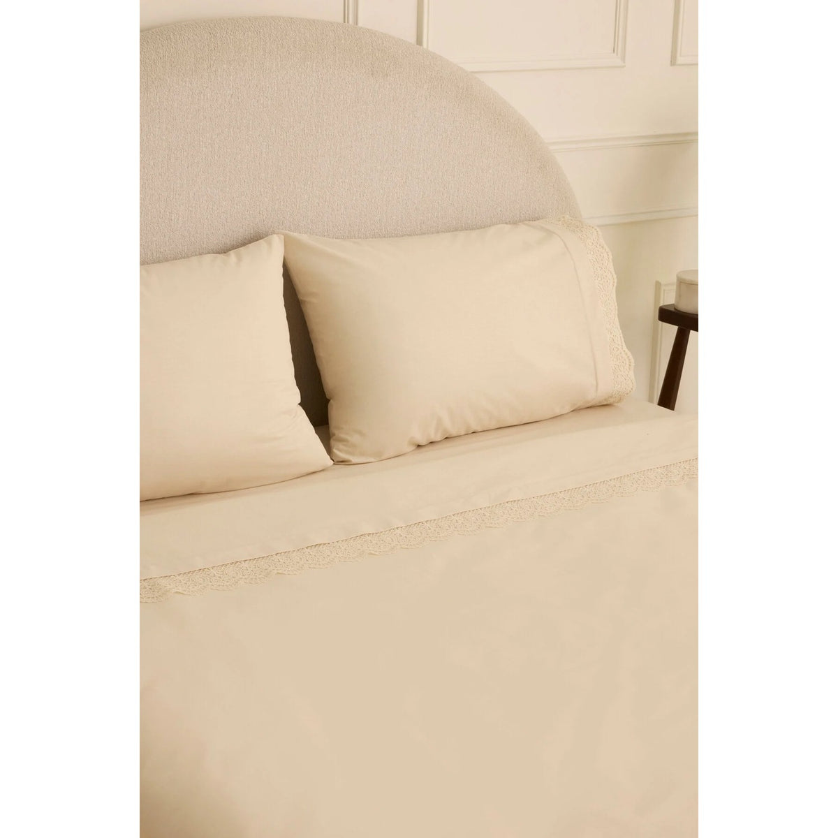 Karaca Home Velisse Lace Double Duvet Cover Set Beige - MALLTURK