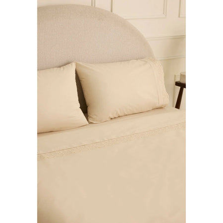 Karaca Home Velisse Lace Double Duvet Cover Set Beige - MALLTURK