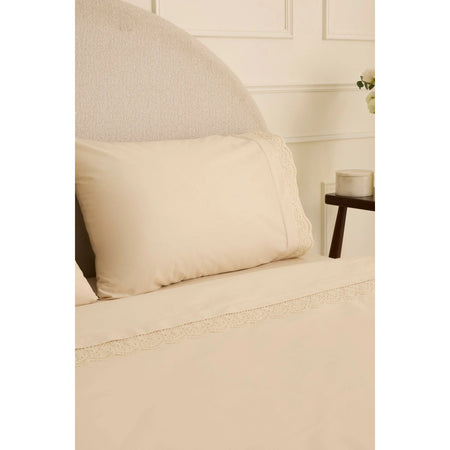 Karaca Home Velisse Lace Double Duvet Cover Set Beige - MALLTURK