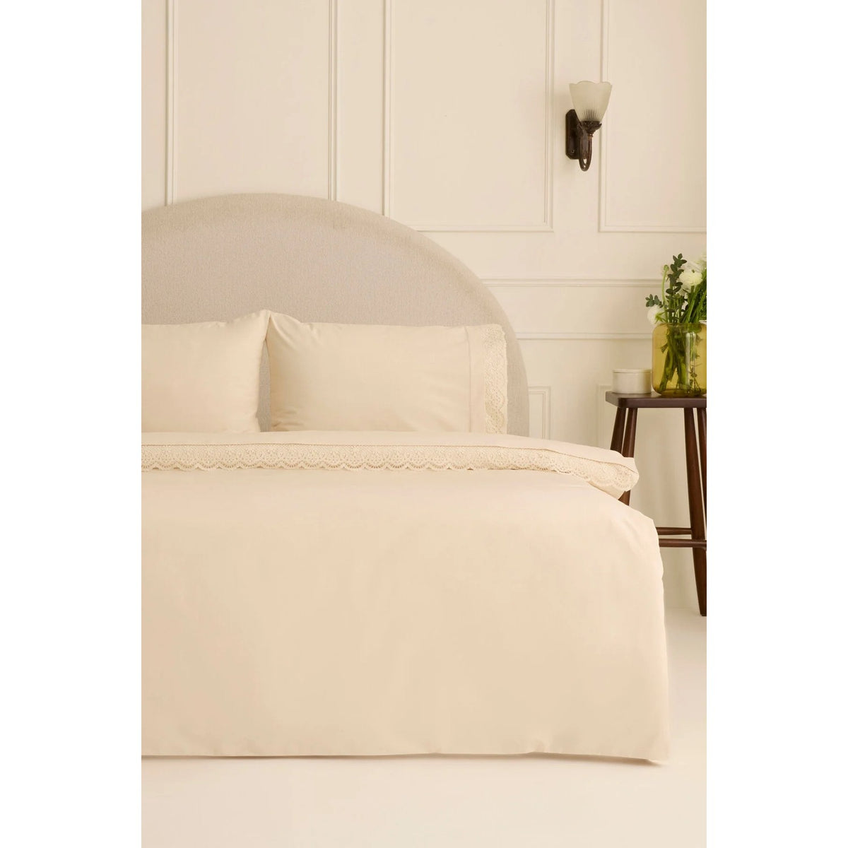 Karaca Home Velisse Lace Double Duvet Cover Set Beige - MALLTURK