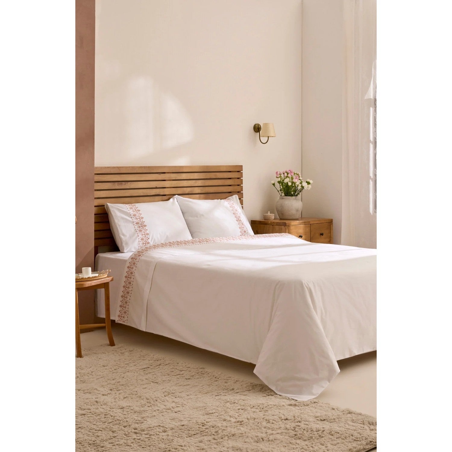 Karaca Home Merletto %100 Cotton Kanavice Embroidered Double Duvet Cover Set White - MALLTURK