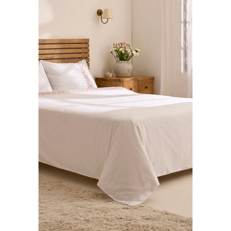 Karaca Home Merletto %100 Cotton Kanavice Embroidered Double Duvet Cover Set White - MALLTURK