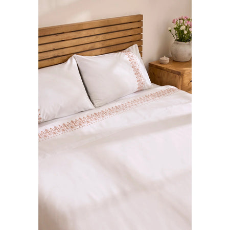 Karaca Home Merletto %100 Cotton Kanavice Embroidered Double Duvet Cover Set White - MALLTURK