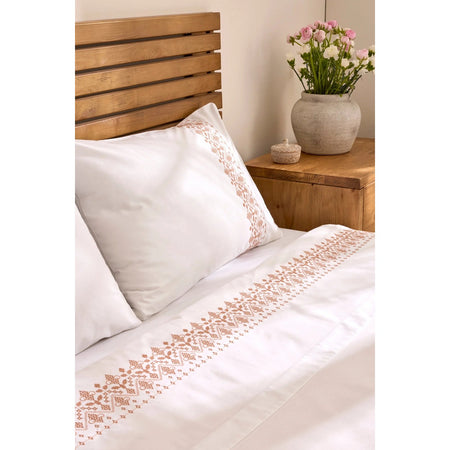 Karaca Home Merletto %100 Cotton Kanavice Embroidered Double Duvet Cover Set White - MALLTURK