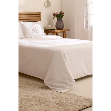 Karaca Home Ottalia %100 Cotton Kanavice Embroidered Double Duvet Cover Set White - MALLTURK