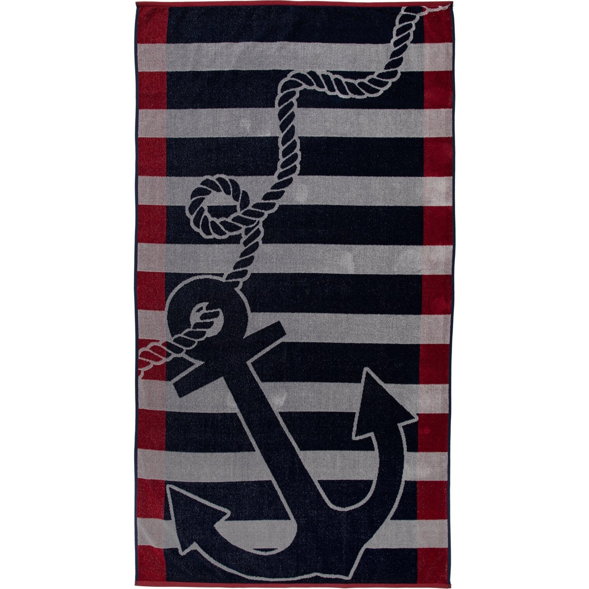 Ozdilek Cannes Grey Anchors Velvet Beach Towel 86x162 cm - MALLTURK