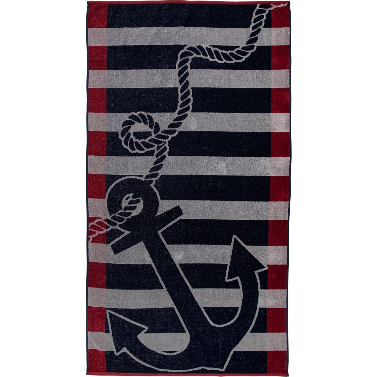 Ozdilek Cannes Grey Anchors Velvet Beach Towel 86x162 cm - MALLTURK