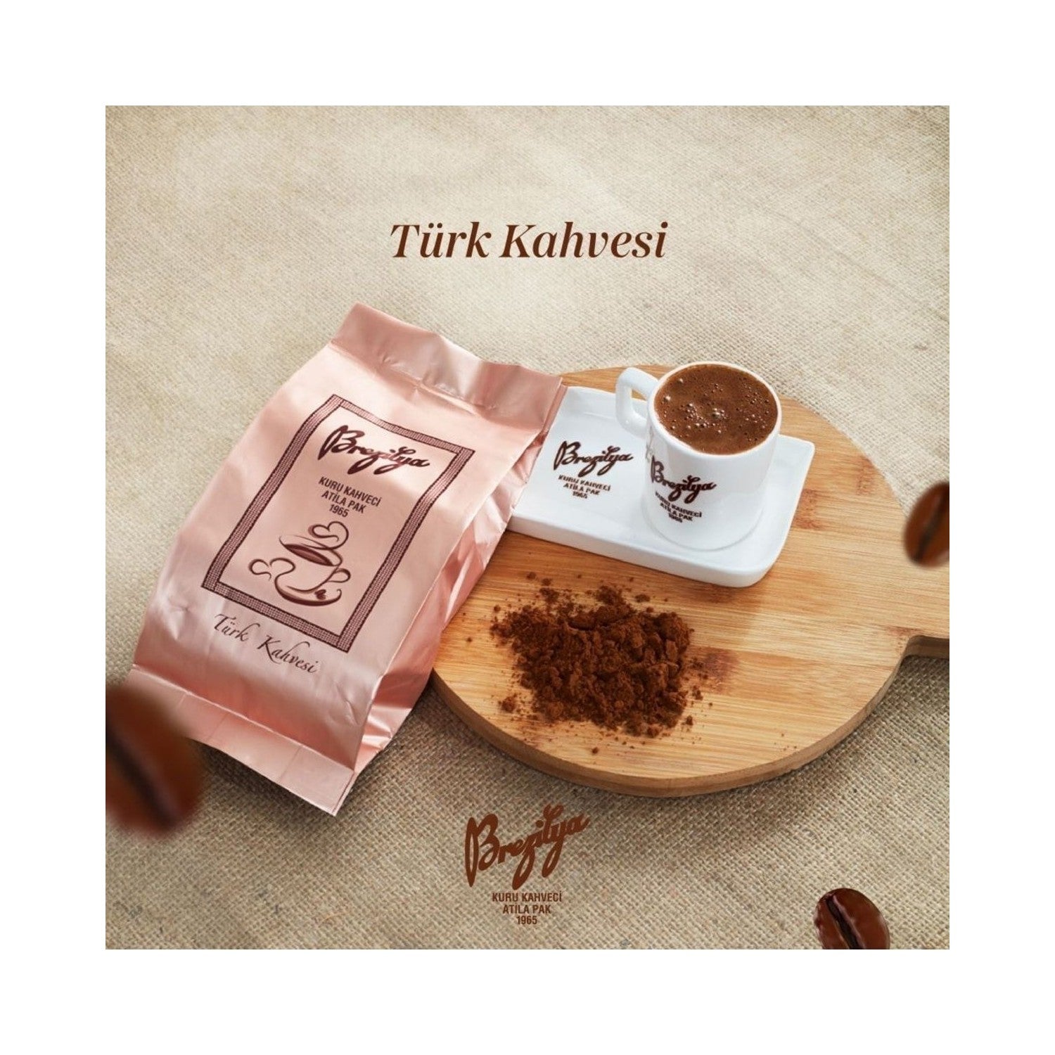 Brazilian Coffee Atilla Pak - Medium Roast Famous Denizli Turkish Coffee 250 Gram Set of 2 (250GR x 2) - MALLTURK