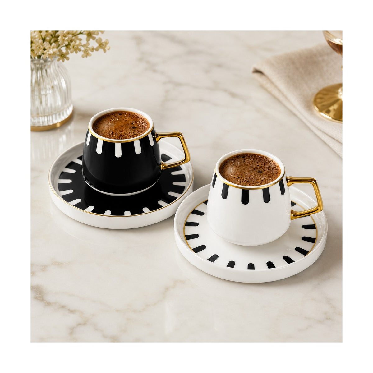 Karaca 50th Anniversary Signature Collection Korea Turkish Coffee Cup Set for 2, 100 ml - MALLTURK