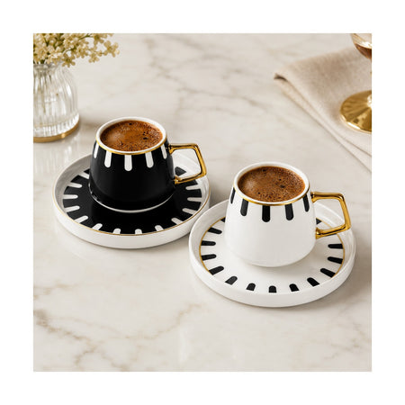 Karaca 50th Anniversary Signature Collection Korea Turkish Coffee Cup Set for 2, 100 ml - MALLTURK