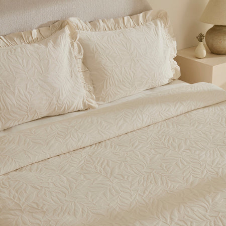 Karaca Home Branley Ruffled Double Bedspread Set Natural - MALLTURK