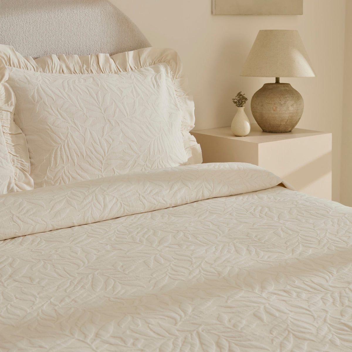 Karaca Home Branley Ruffled Double Bedspread Set Natural - MALLTURK