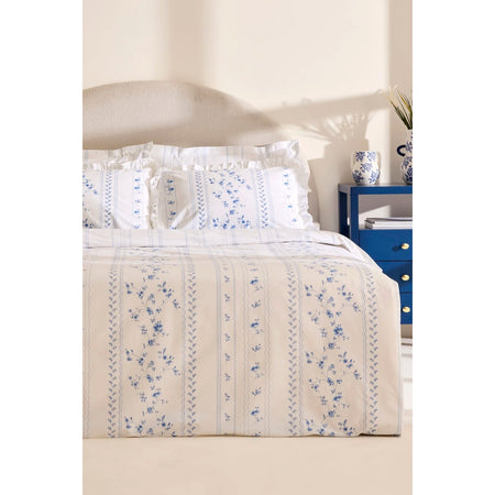 Karaca Home Bluna %100 Cotton Double Duvet Cover Set Blue - MALLTURK