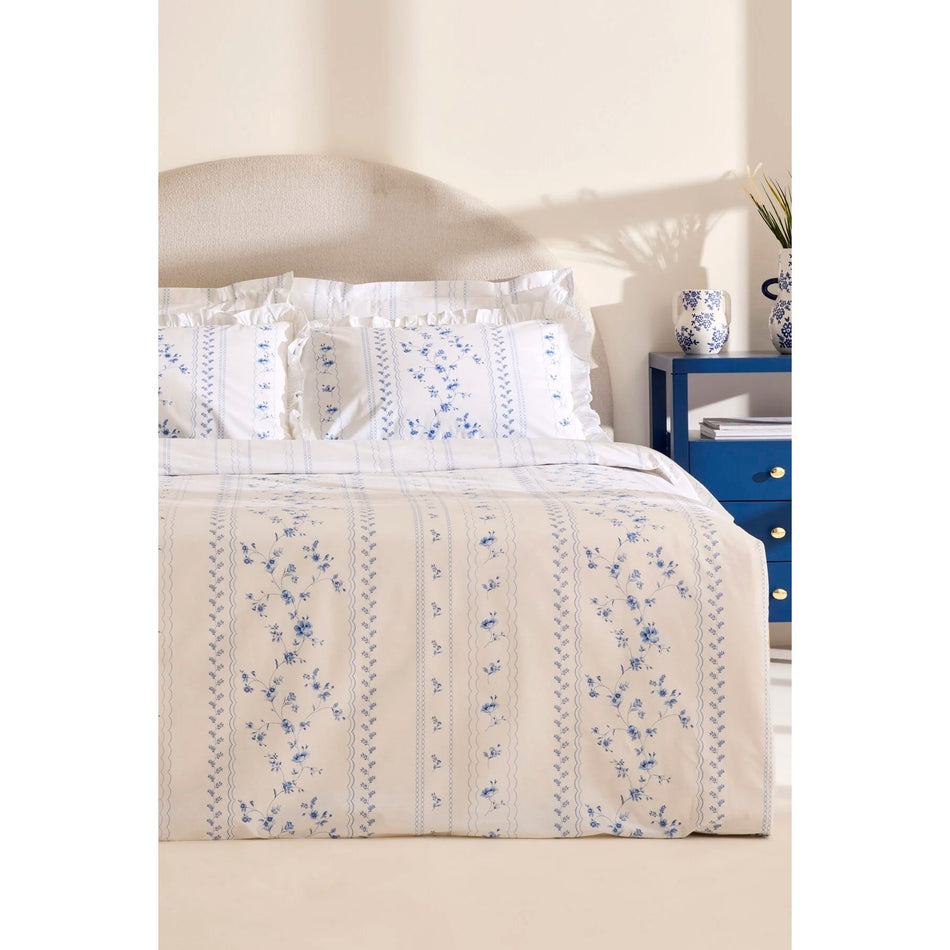 Karaca Home Bluna %100 Cotton Double Duvet Cover Set Blue - MALLTURK