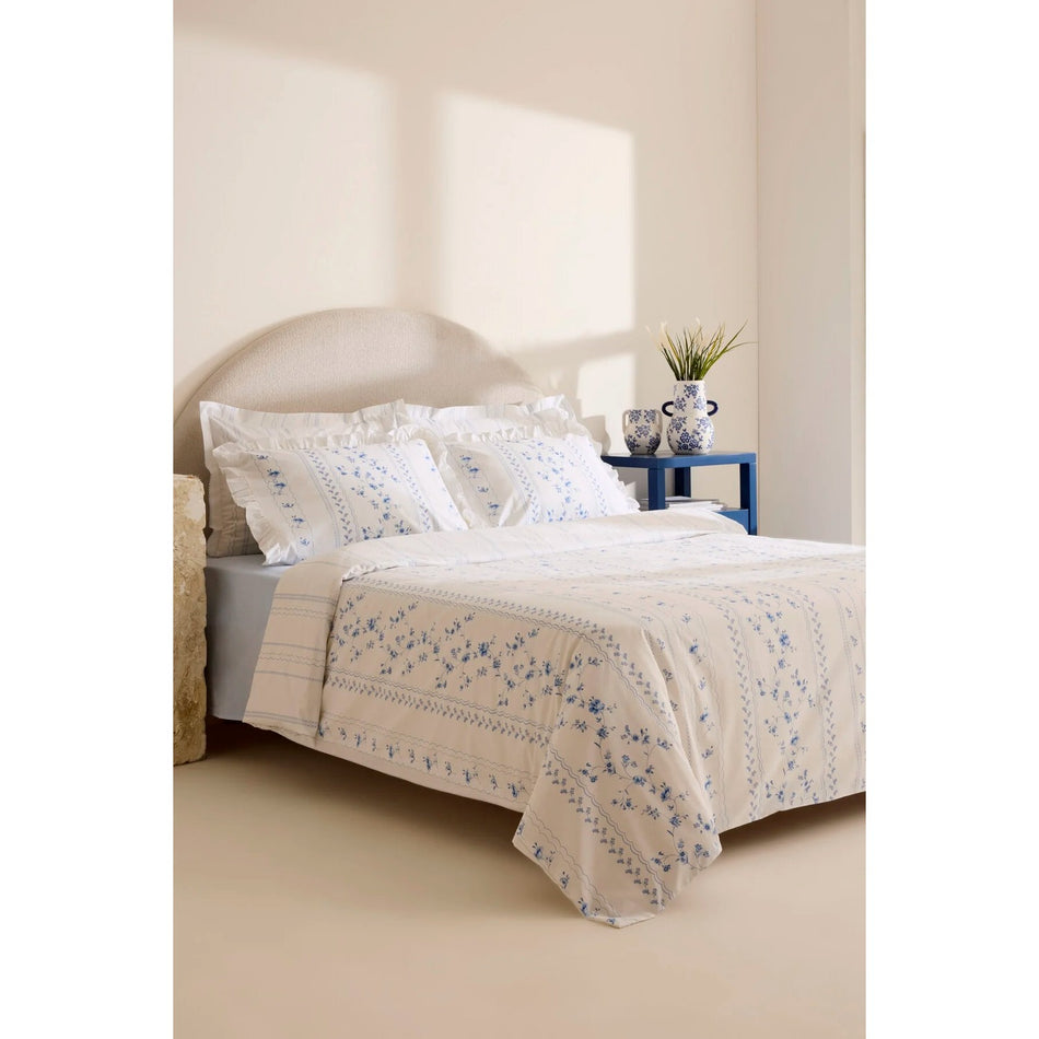 Karaca Home Bluna %100 Cotton Double Duvet Cover Set Blue - MALLTURK