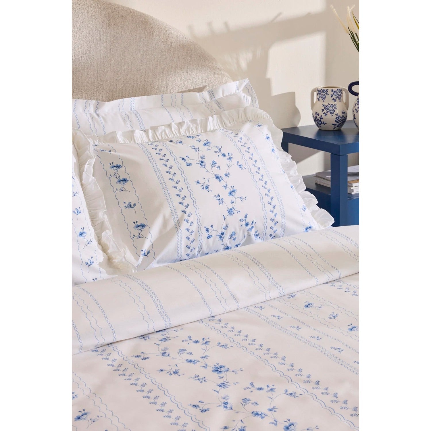 Karaca Home Bluna %100 Cotton Double Duvet Cover Set Blue - MALLTURK