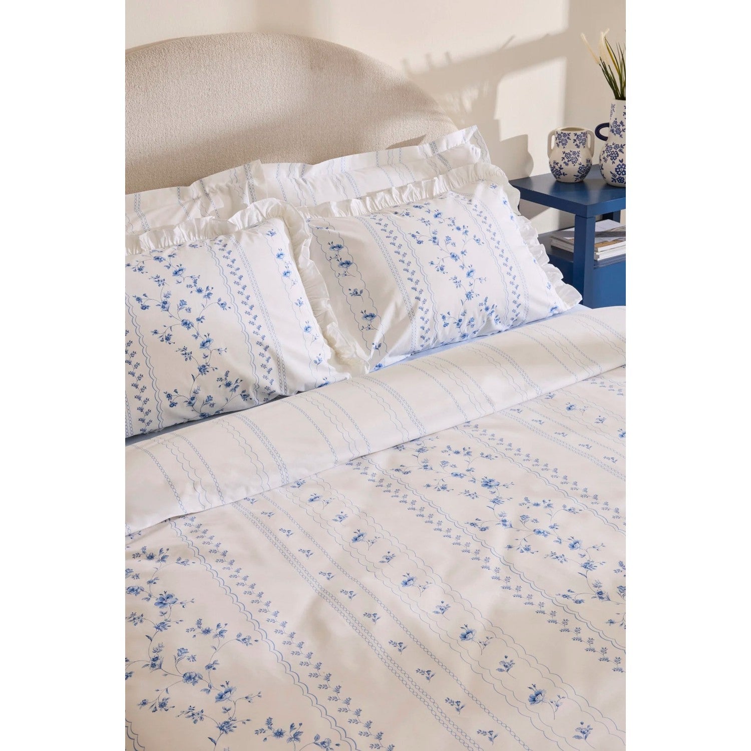 Karaca Home Bluna %100 Cotton Double Duvet Cover Set Blue - MALLTURK