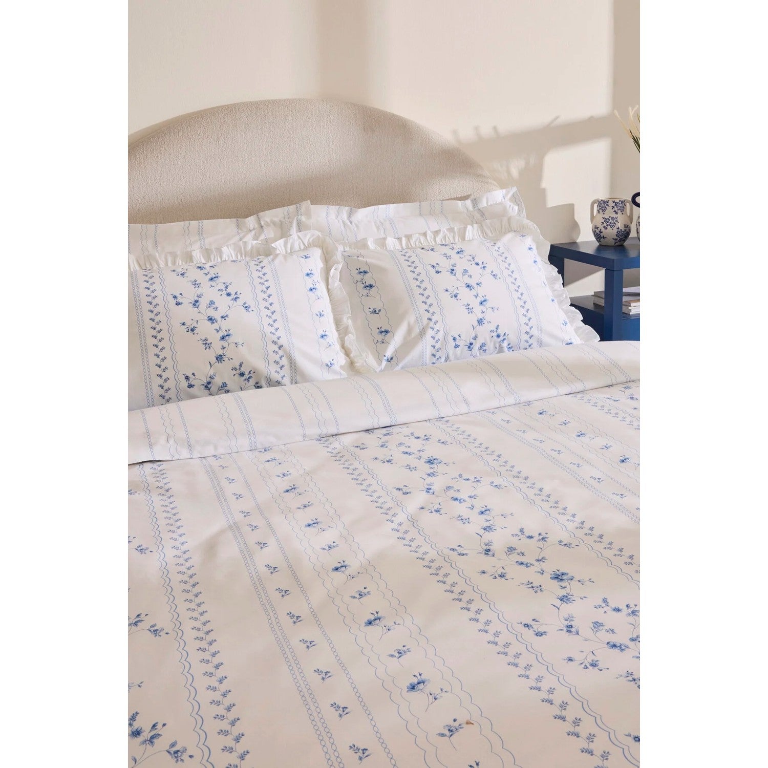 Karaca Home Bluna %100 Cotton Double Duvet Cover Set Blue - MALLTURK