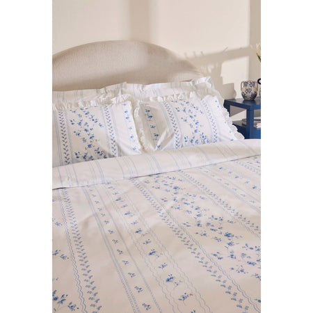 Karaca Home Bluna %100 Cotton Double Duvet Cover Set Blue - MALLTURK