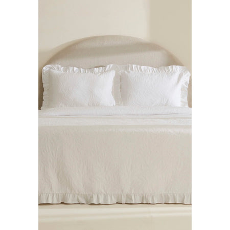 Karaca Home Branley Ruffled Double Bedspread Set White - MALLTURK