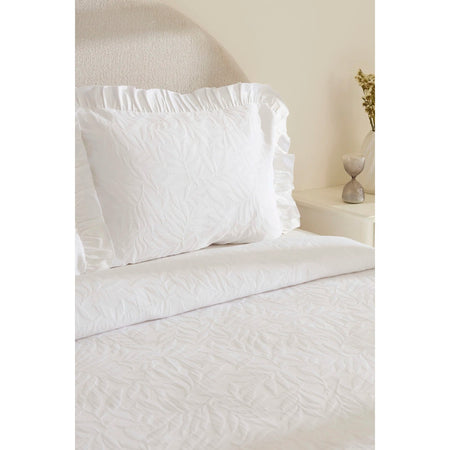 Karaca Home Branley Ruffled Double Bedspread Set White - MALLTURK