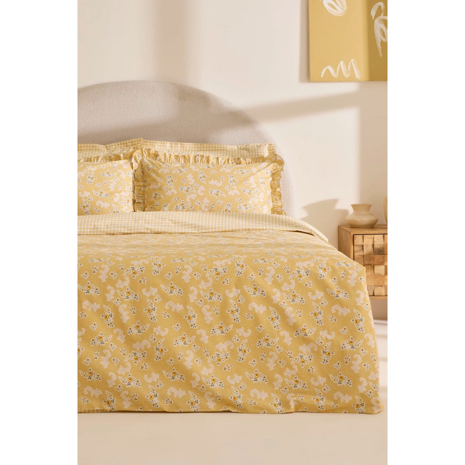 Karaca Home Carlo %100 Cotton Double Duvet Cover Set Yellow - MALLTURK