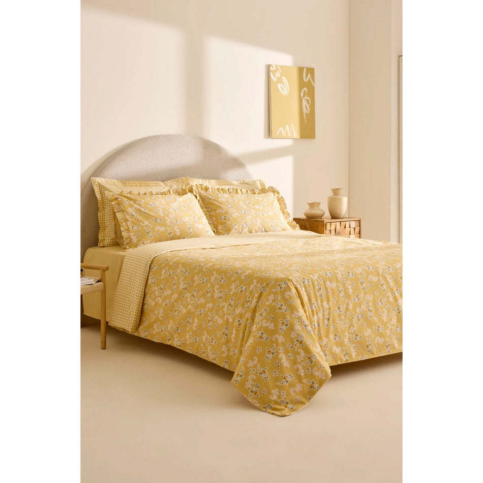 Karaca Home Carlo %100 Cotton Double Duvet Cover Set Yellow - MALLTURK