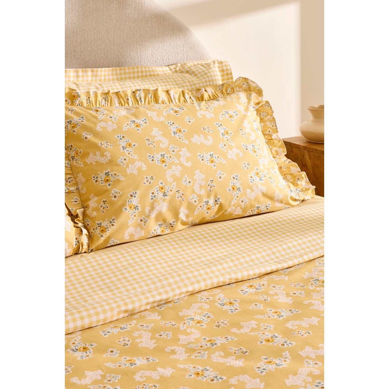 Karaca Home Carlo %100 Cotton Double Duvet Cover Set Yellow - MALLTURK