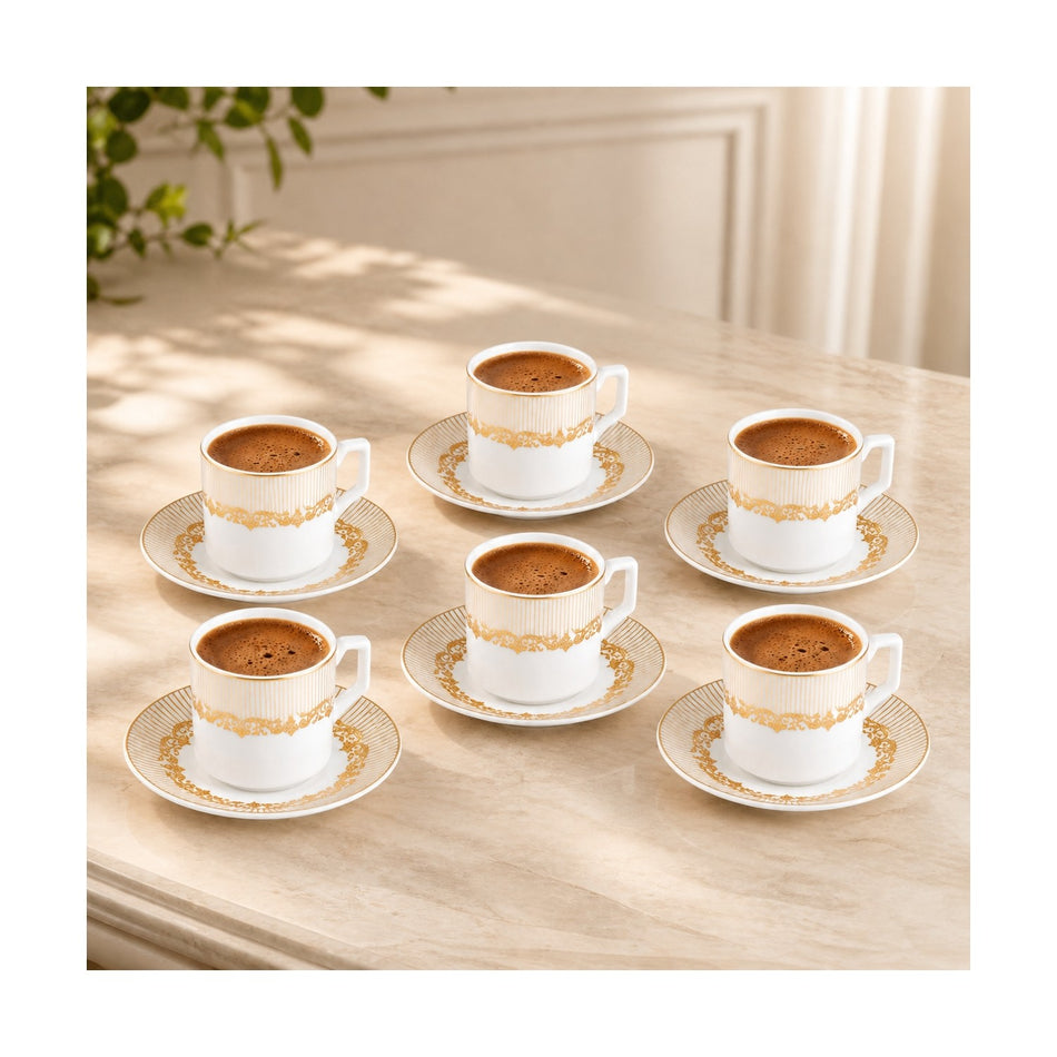 Karaca Vildan Turkish Coffee Cup Set for 6, 100 ml - MALLTURK
