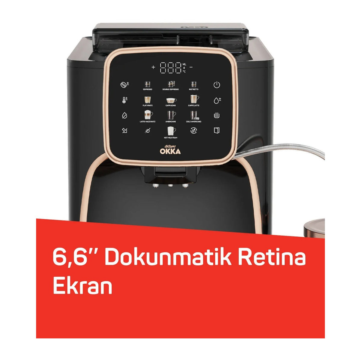 Arzum OK0028 Okka Espresso Pro M Automatic Espresso Machine, Copper - MALLTURK
