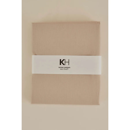 Karaca Home Basic 100% Cotton Single Flat Sheet Beige - MALLTURK