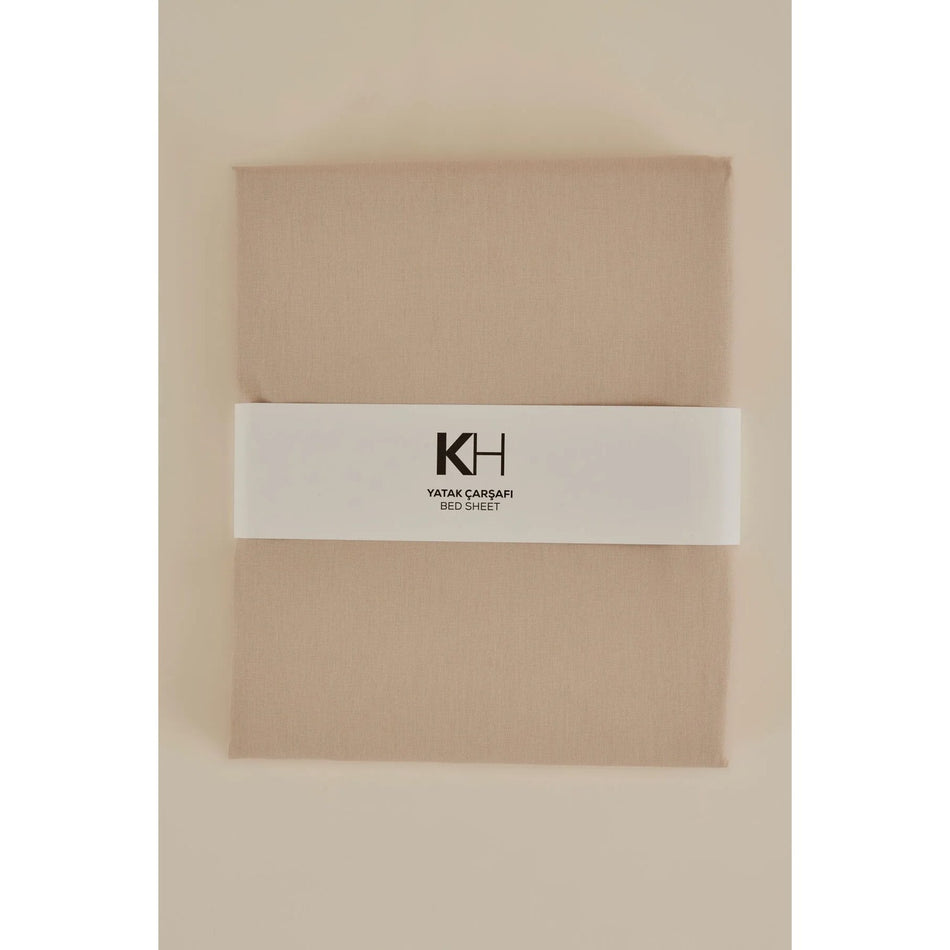 Karaca Home Basic 100% Cotton Single Flat Sheet Beige - MALLTURK