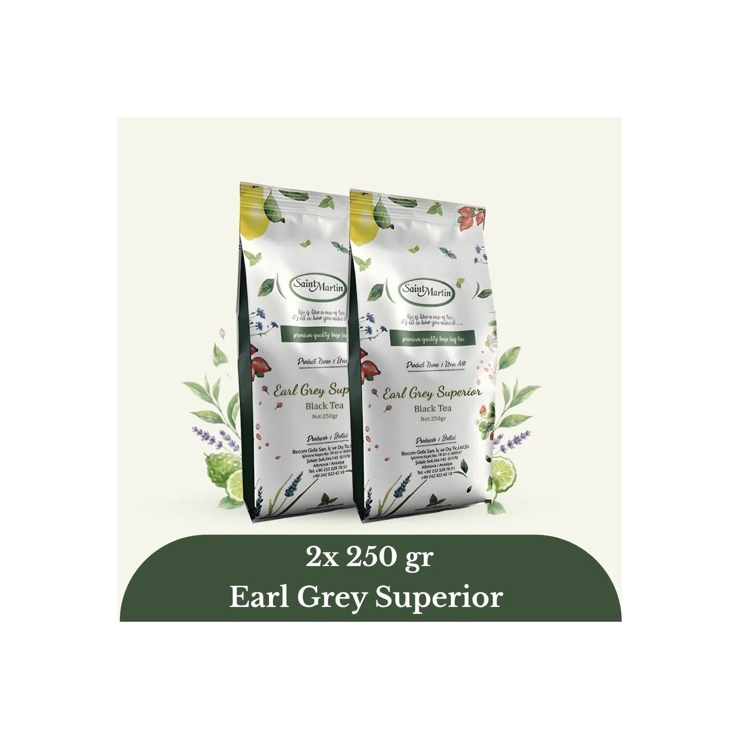 Saint Martin Earl Grey Superior bergamot flavored black tea Avantajli 2-pack pack (2 x 250 g) - MALLTURK