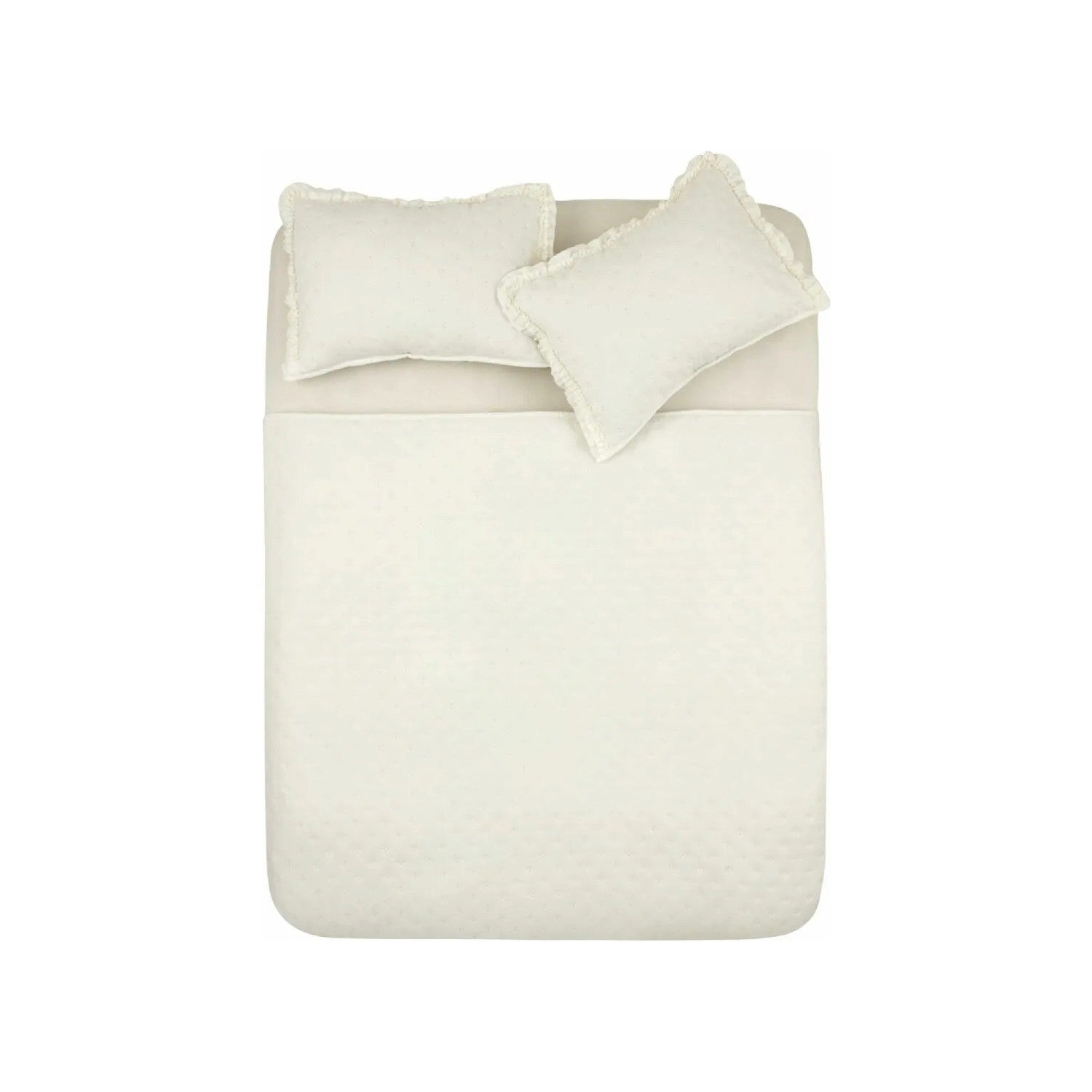 KaracaHome Viona Double Bedspread, Ecru, Cotton Polyester, Plain Theme, 240 x 260 cm - MALLTURK