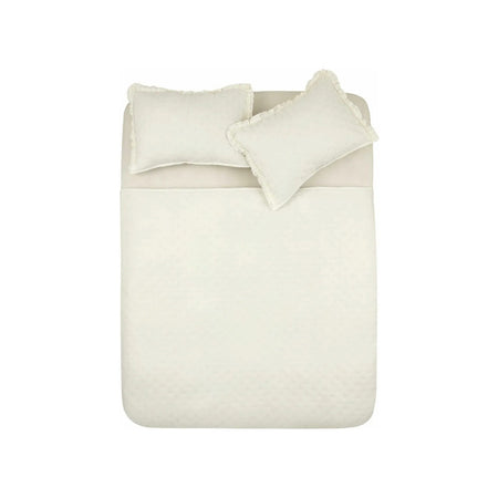 KaracaHome Viona Double Bedspread, Ecru, Cotton Polyester, Plain Theme, 240 x 260 cm - MALLTURK