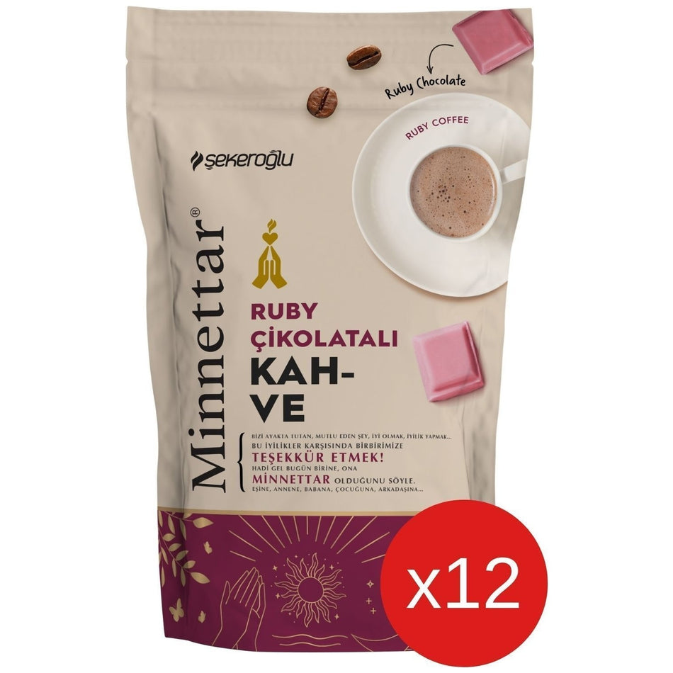 sekeroglu Minnettar Ruby Chocolate Coffee 12 x 165 gr (12 Packs) - MALLTURK
