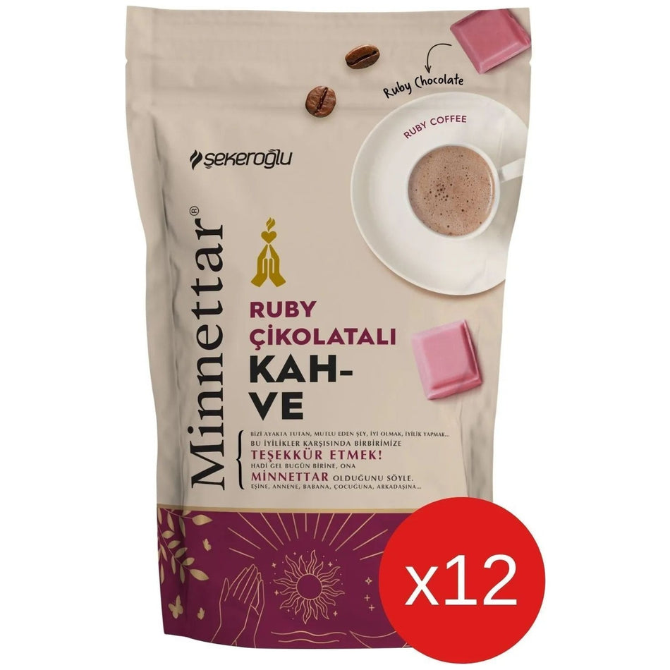 sekeroglu Minnettar Ruby Chocolate Coffee 12 x 165 gr (12 Packs) - MALLTURK