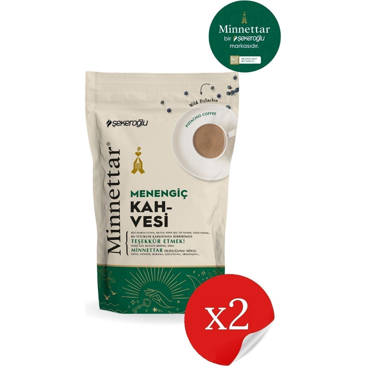 sekeroglu Minnettar menengic Coffee 2 x 165 gr (2 Packets) - MALLTURK