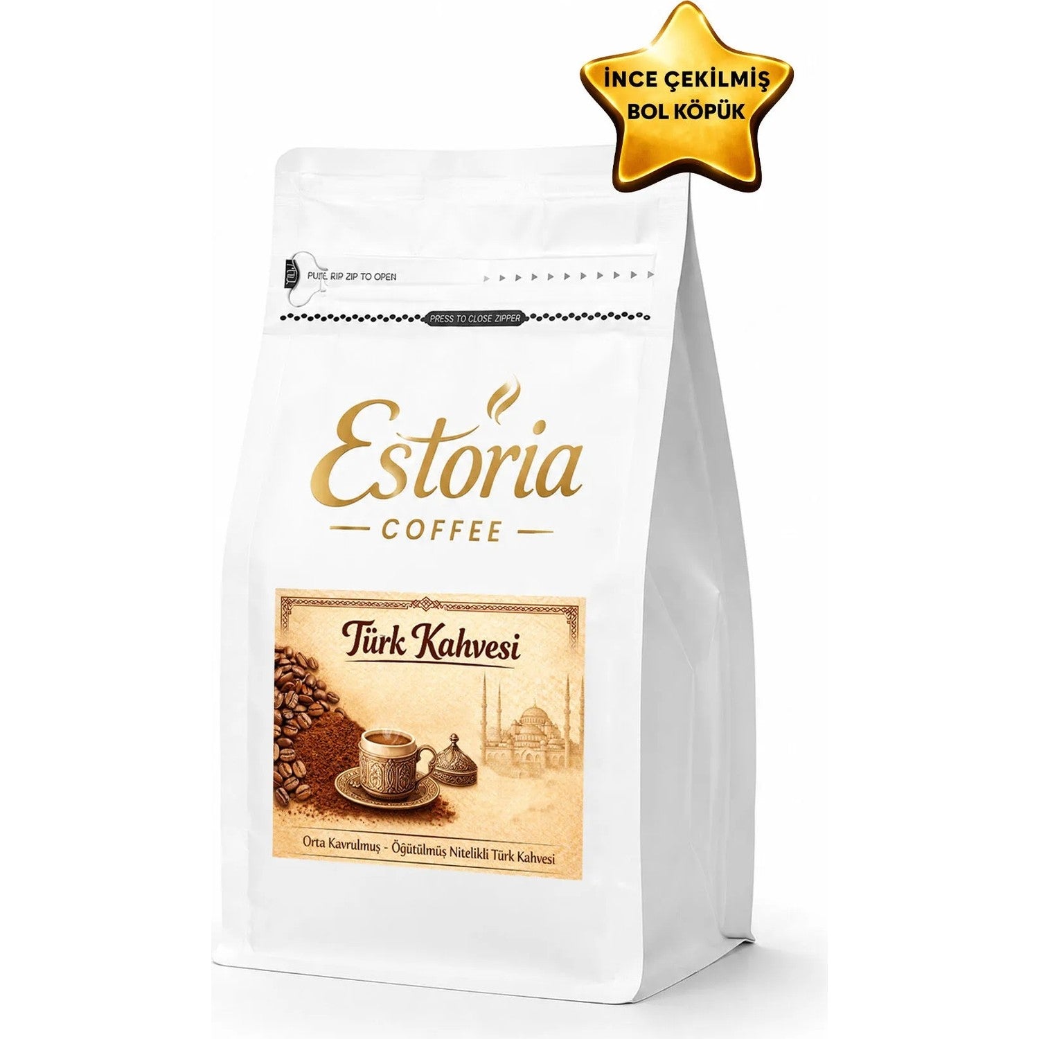 Estoria Coffee Turkish Coffee 250g | Traditional Flavor | Rich Foam | Medium Roast | Ground - MALLTURK