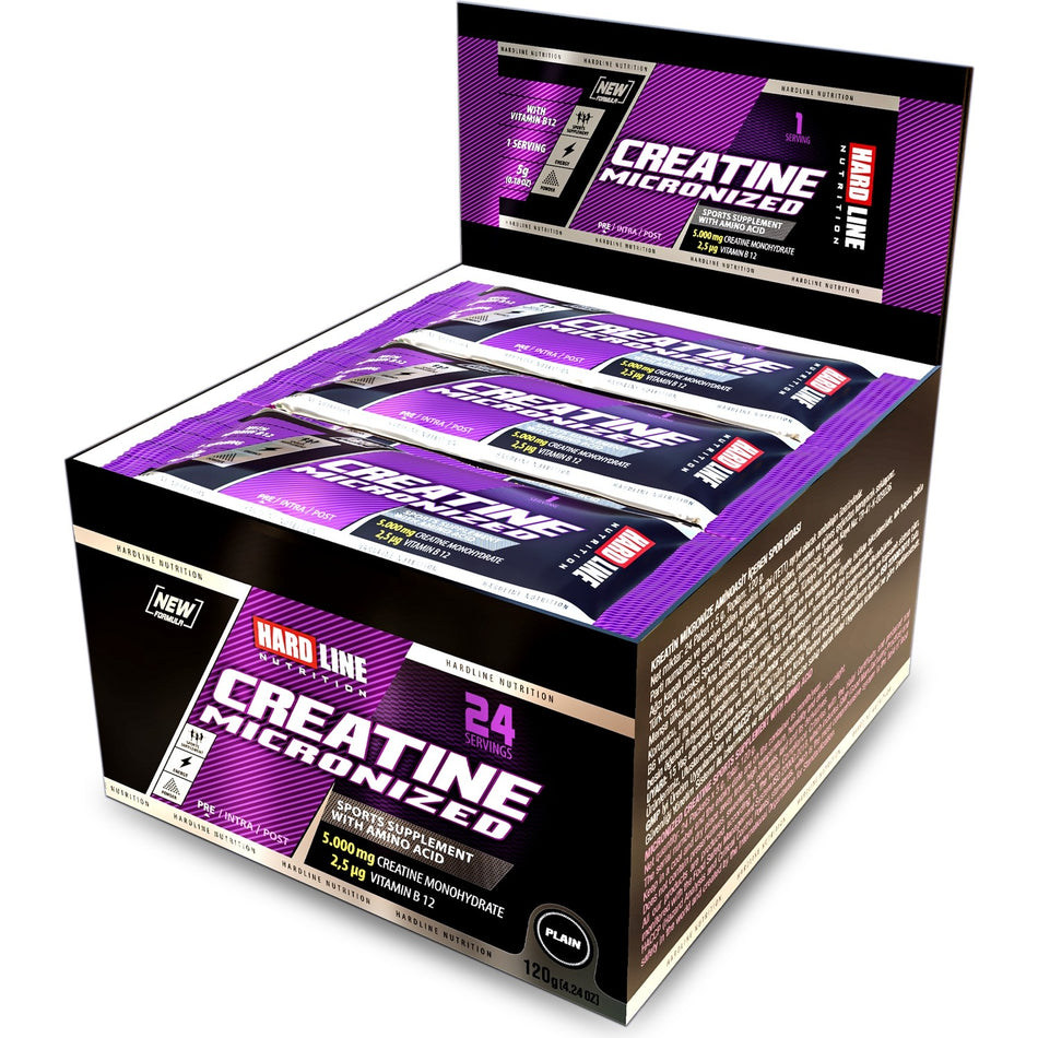 Hardline Nutrition 24-Pack Creatine Micronized Powder Sachets for Muscle Repair, Unflavored, Made in Türkiye - MALLTURK