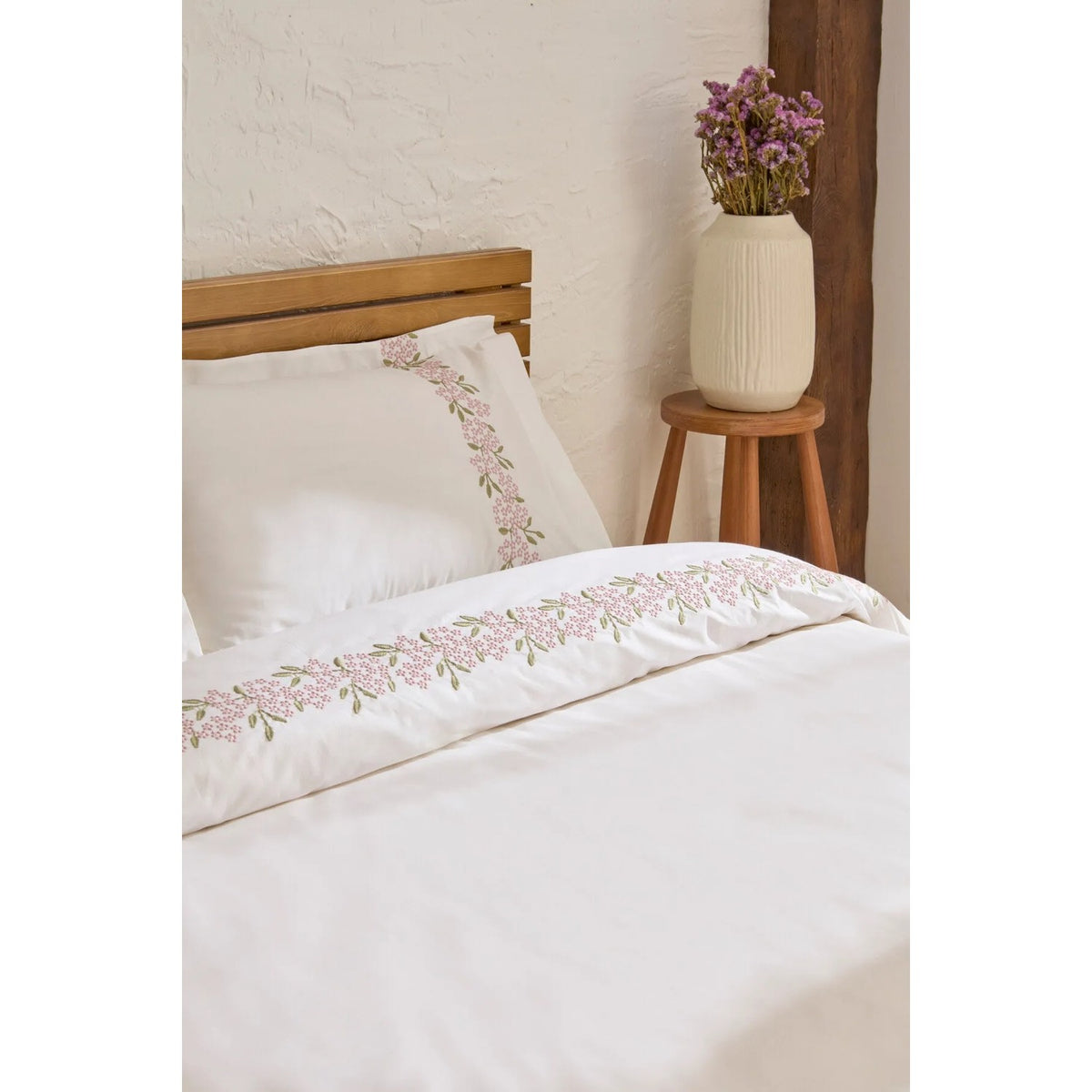Karaca Home Rosven Embroidered Double Duvet Cover Set White - MALLTURK