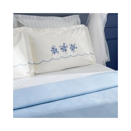 Karaca Home Virelle 100% Cotton Nish Set Double Bed Quilted Bedding Set Blue - MALLTURK