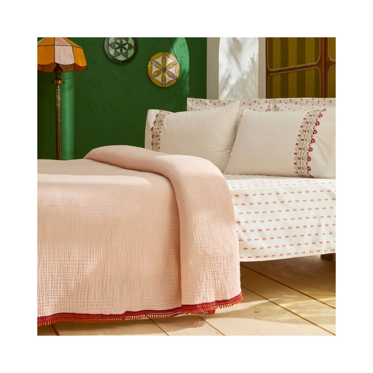 Karaca Home Vion 100% Cotton Nish Set Double Bed Quilted Bedding Set Multicolour - MALLTURK