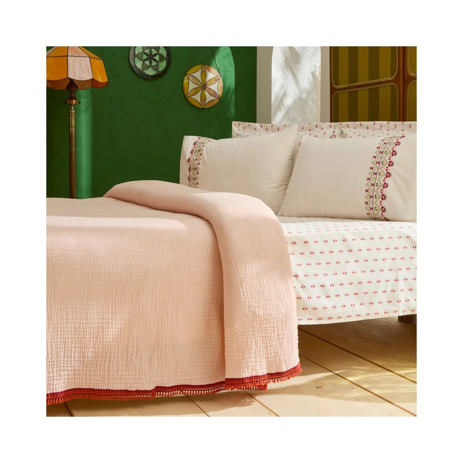 Karaca Home Vion 100% Cotton Nish Set Double Bed Quilted Bedding Set Multicolour - MALLTURK