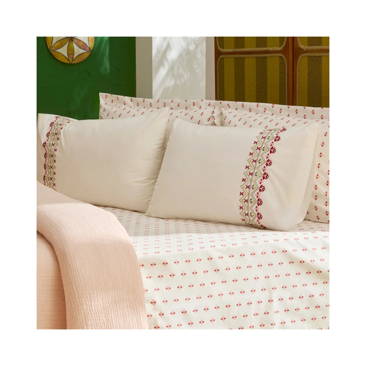 Karaca Home Vion 100% Cotton Nish Set Double Bed Quilted Bedding Set Multicolour - MALLTURK