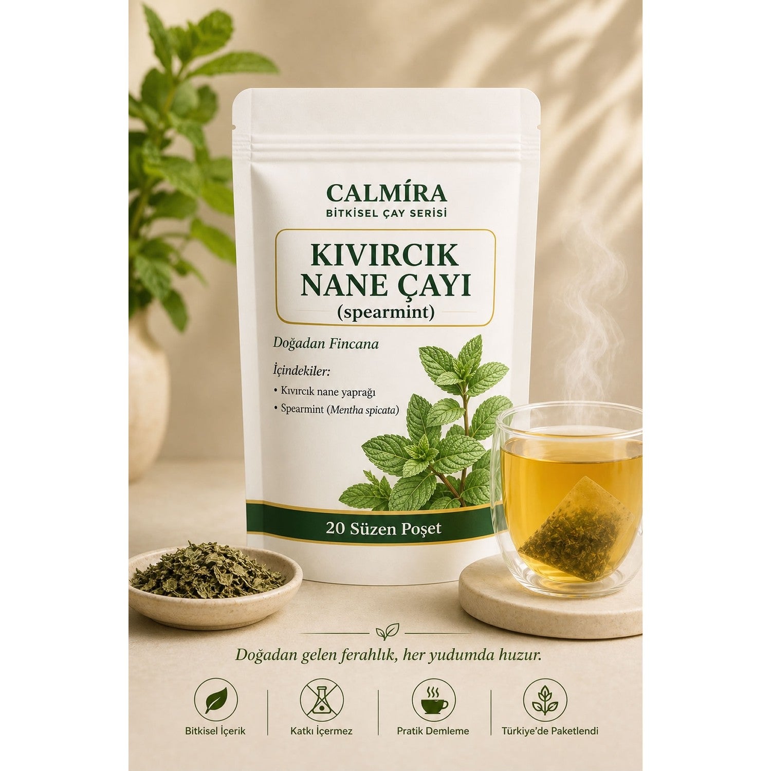 Calmira Kivircik mint tea filter tea bags 30 g | 20 Suzen tea | Spearmint Tea - MALLTURK